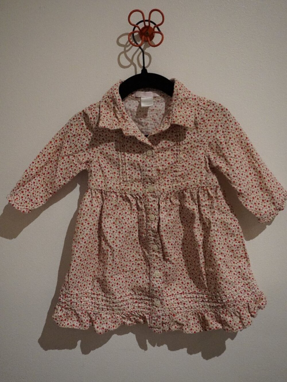 Janie and Jack Corduroy Dress 6-12M Floral Ruffled 100% Cotton